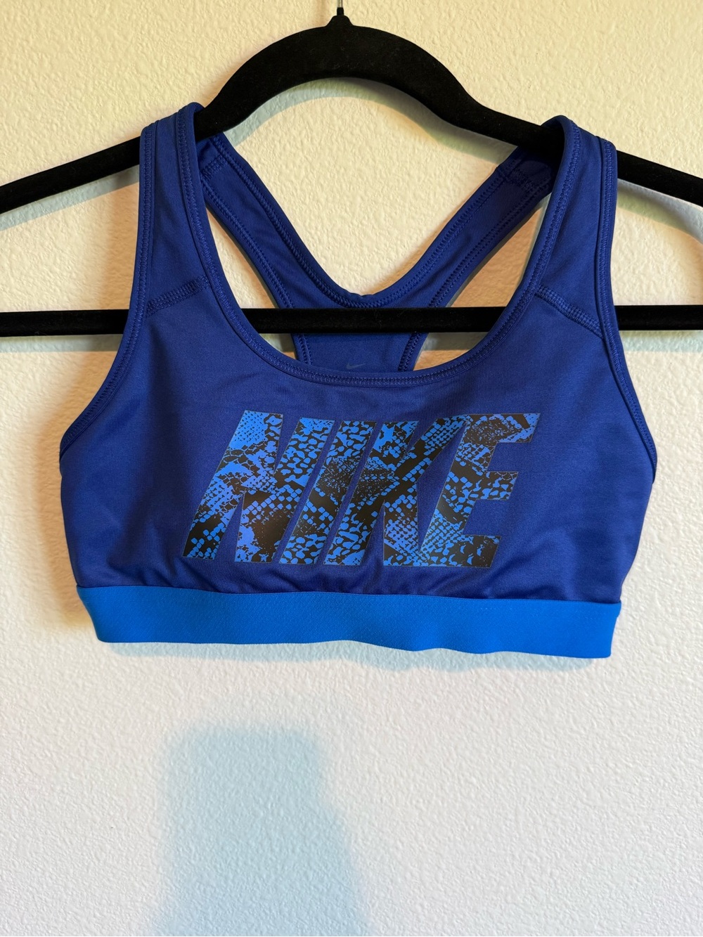 Nike Blue Racerback Sports Bra with Logo Print